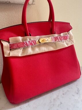 Genuine Leather Satchel Structured Top-Handle Bag BK30 with Gold Hardware